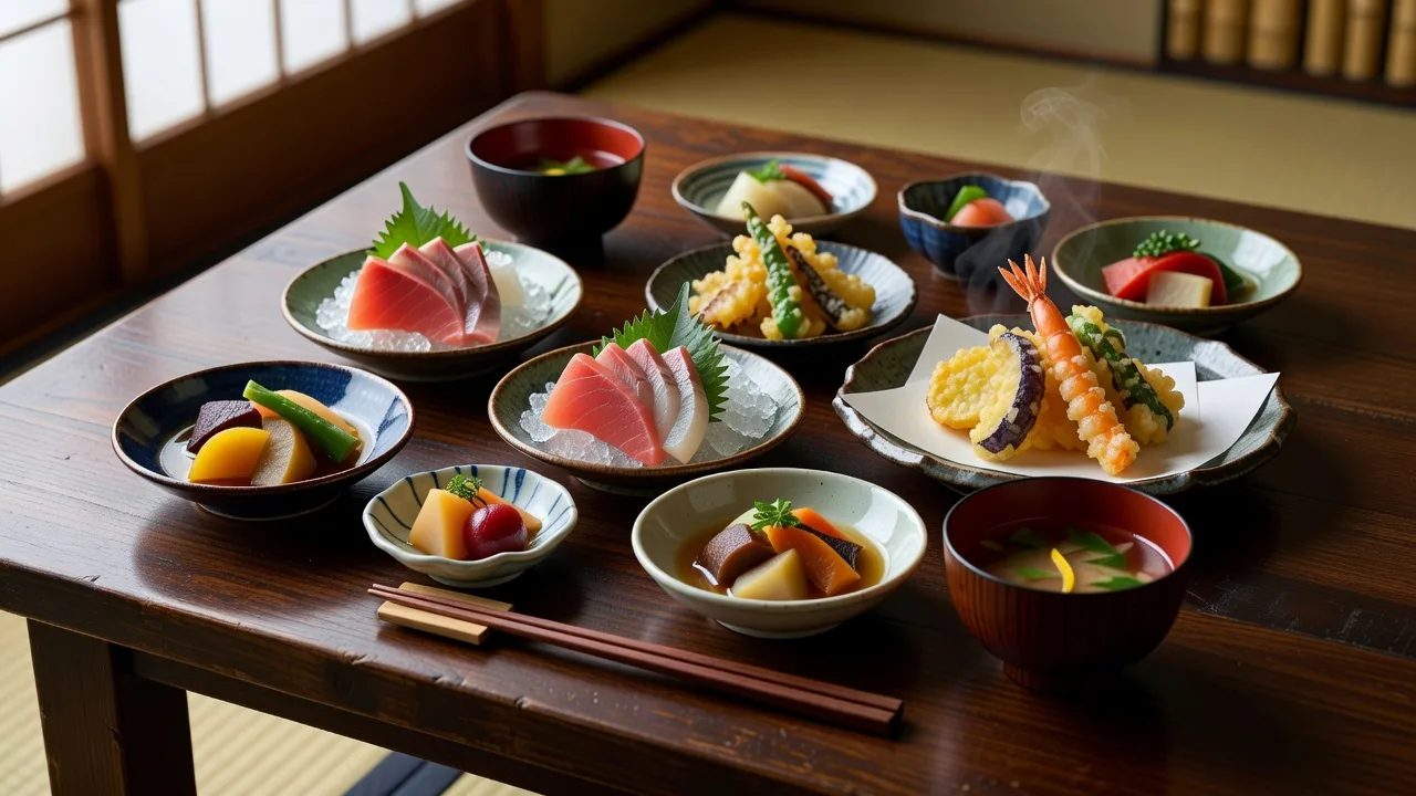 京都の伝統的な会席料理の一膳