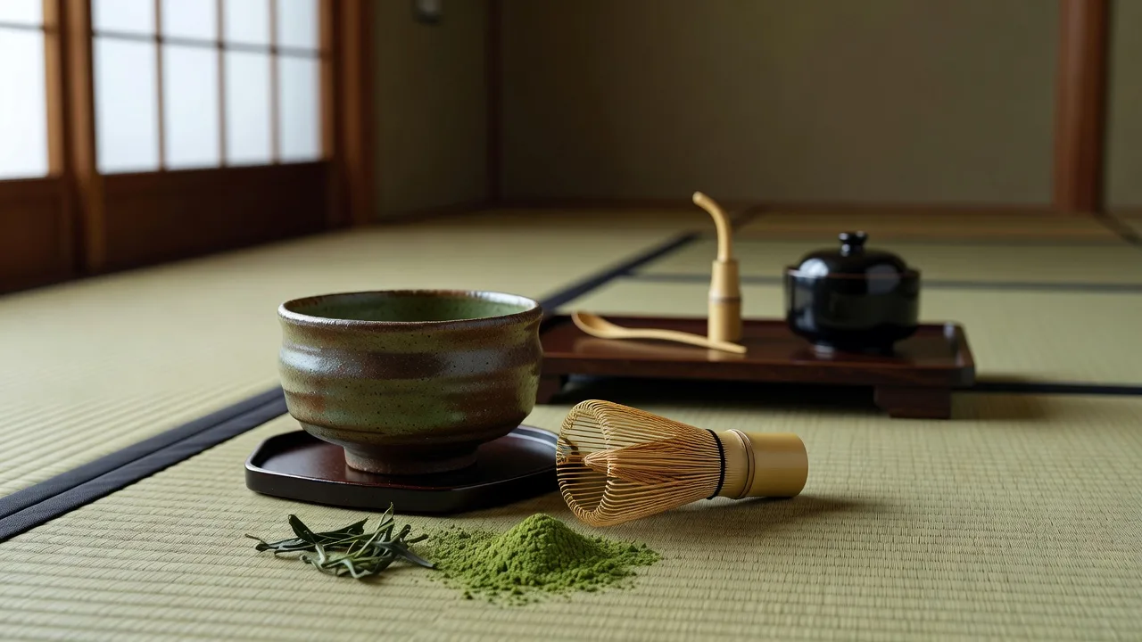 日本の伝統的な茶道の点前の様子
